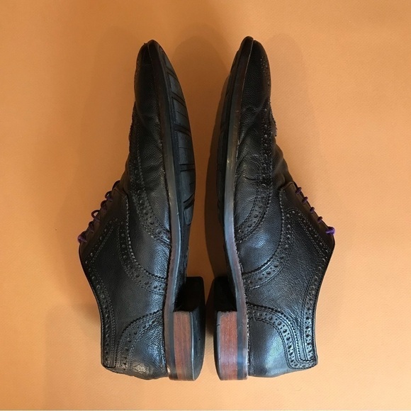 Cole Haan Black Leather Wingtip Brogue Oxfords, Size 10 - Picture 2 of 15